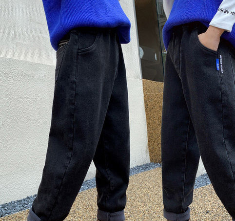 Blugi negri pentru copii cu captuseala