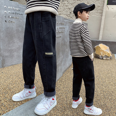 Rudens-žiemos džinsai berniukams su tamprėmis ir kišenėmis