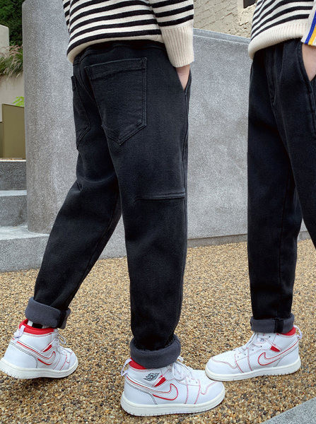 Rudens-žiemos džinsai berniukams su tamprėmis ir kišenėmis