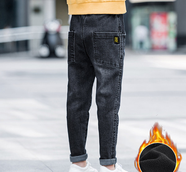 Blugi casual pentru baieti cu captuseala calda si buzunar