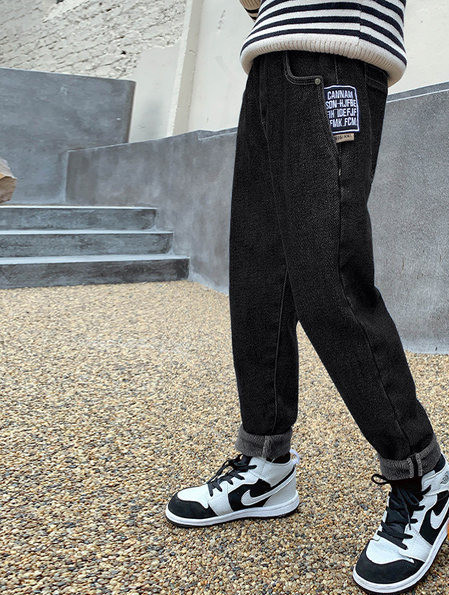 Vaikiški džinsai su pamušalu ir kišenėmis