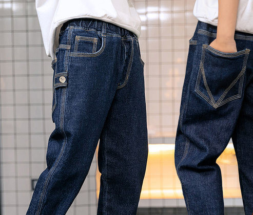 Vaikiški elastiniai džinsai su kišenėmis