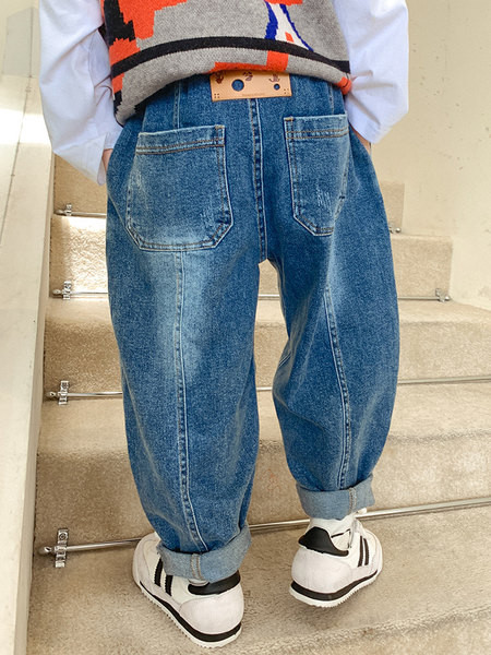 Vaikiški džinsai berniukams plačiomis kojomis su kišenėmis