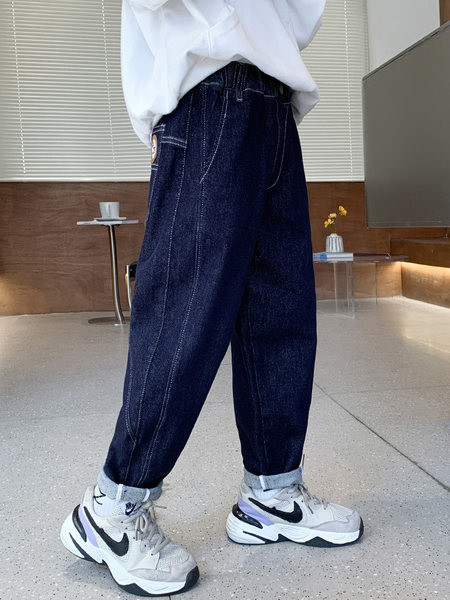 Vaikiški džinsai su kišene ir sagute