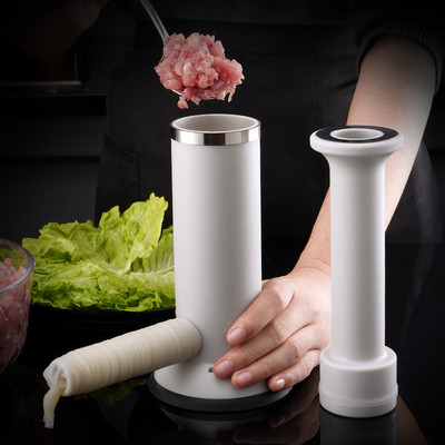 Házi készítésű kolbászszerszám kettős felhasználású kolbász húsgombóc konyhai eszköz Házi készítésű kézi rozsdamentes acél kolbásztöltő kolbász töltelék