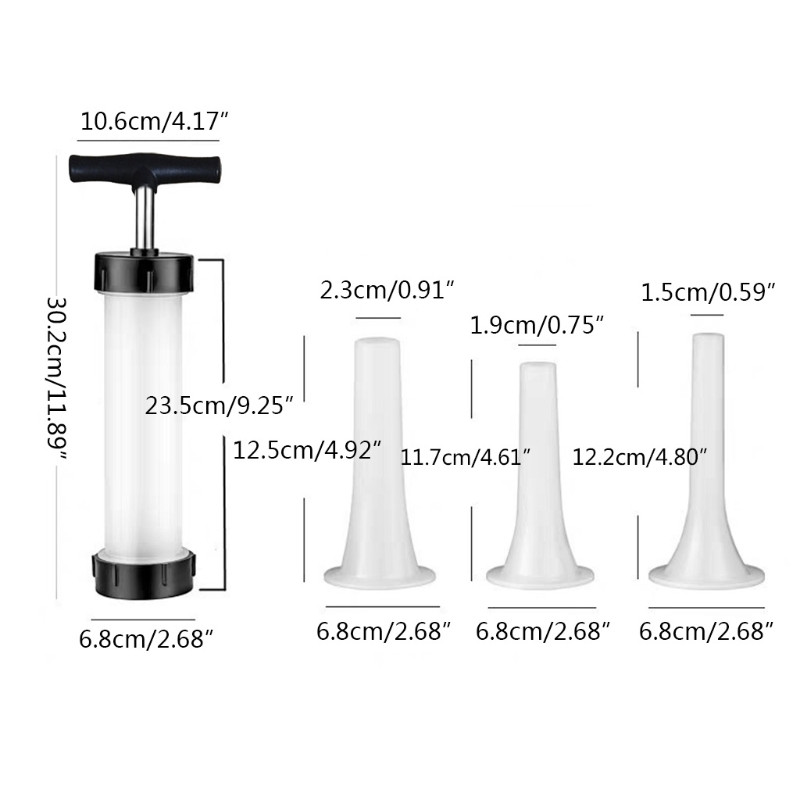50 LB mėsos injektorių švirkštų rinkinys su 3 profesionaliais plastikiniais marinato purkštukais, skirtais BBQ Grill Smoker Turkey and Brisket Home