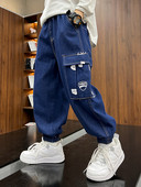 Stilingi plačios džinsai berniukams su kišenėmis