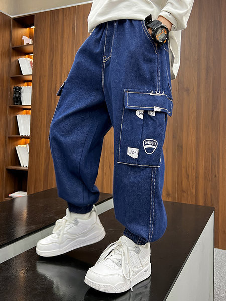 Stilingi plačios džinsai berniukams su kišenėmis