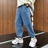 Madingi džinsai berniukams su elastine koja ir logotipu