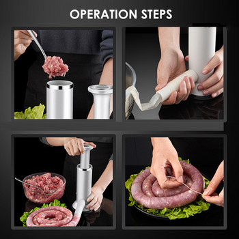 2 в 1 Бърза ръчна машина за кюфтета за колбаси Домашно приспособление за пълнене на колбаси Инжектор за пълнене на месо Кухненски инструменти