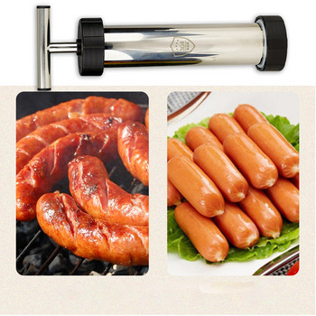 Σύριγγα Meat Filler Kitchen Tools Manual Sausage Hot Dog Maker Από ανοξείδωτο χάλυβα Sausage Stuffer Σπιτική μηχανή πλήρωσης λουκάνικων