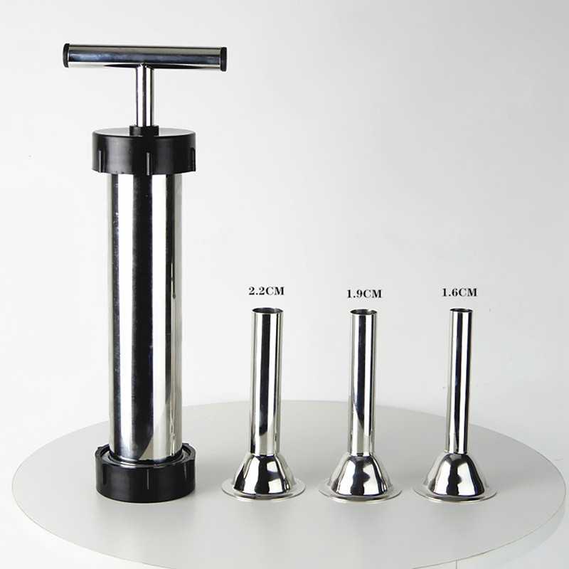 Punilo za punjenje lijevaka od nehrđajućeg čelika Cijevi za punjenje Ručno punjenje za kobasice Stroj za izradu hrenovki + mlaznica za lijevak