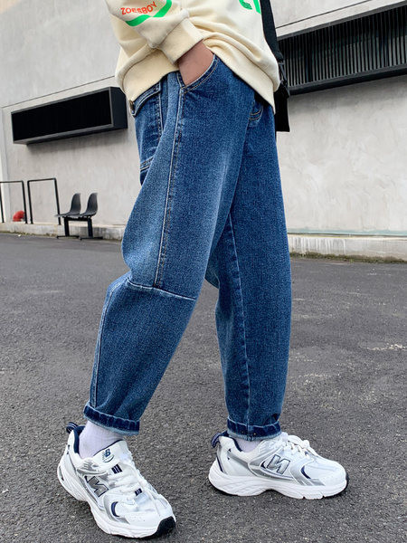 Dječje traperice s visokim strukom i džepom