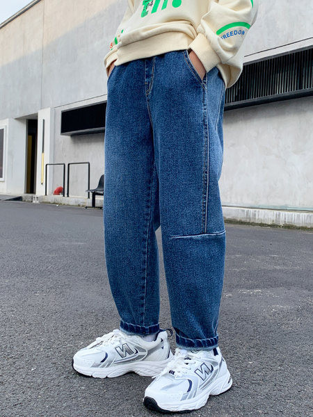 Dječje traperice s visokim strukom i džepom