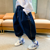 Blugi pentru copii model lat cu nasture si buzunar