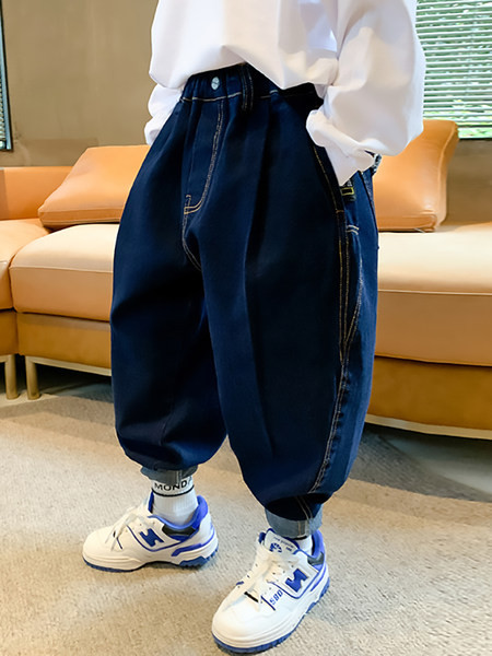 Blugi pentru copii model lat cu nasture si buzunar