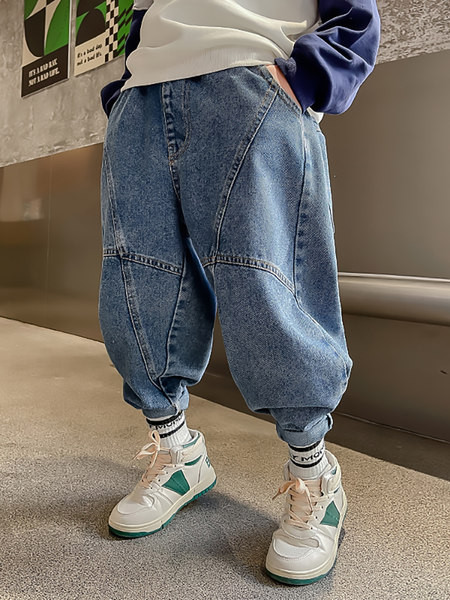 Blugi de bărbați pentru copii cu buzunar de culoare deschisă