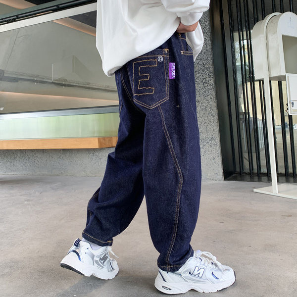 Blugi pentru copii cu broderie si buzunar