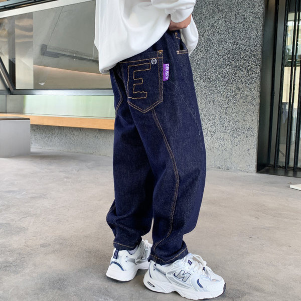 Blugi pentru copii cu broderie si buzunar