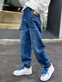 Dječje traperice s visokim strukom i džepom