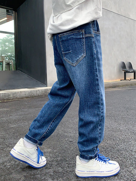 Dječje traperice s visokim strukom i džepom