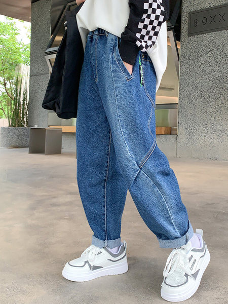 Blugi pentru copii model lat pentru baieti cu buzunar