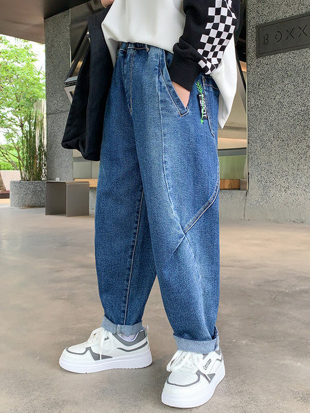 Blugi pentru copii model lat pentru baieti cu buzunar