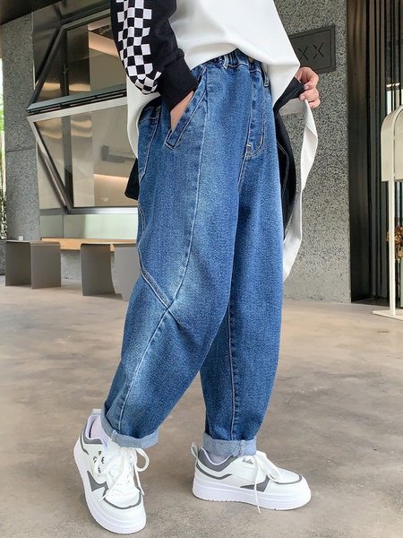 Blugi pentru copii model lat pentru baieti cu buzunar