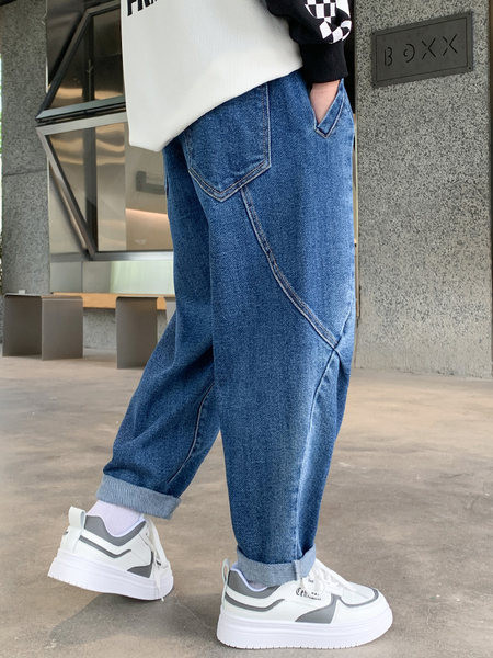 Blugi pentru copii model lat pentru baieti cu buzunar