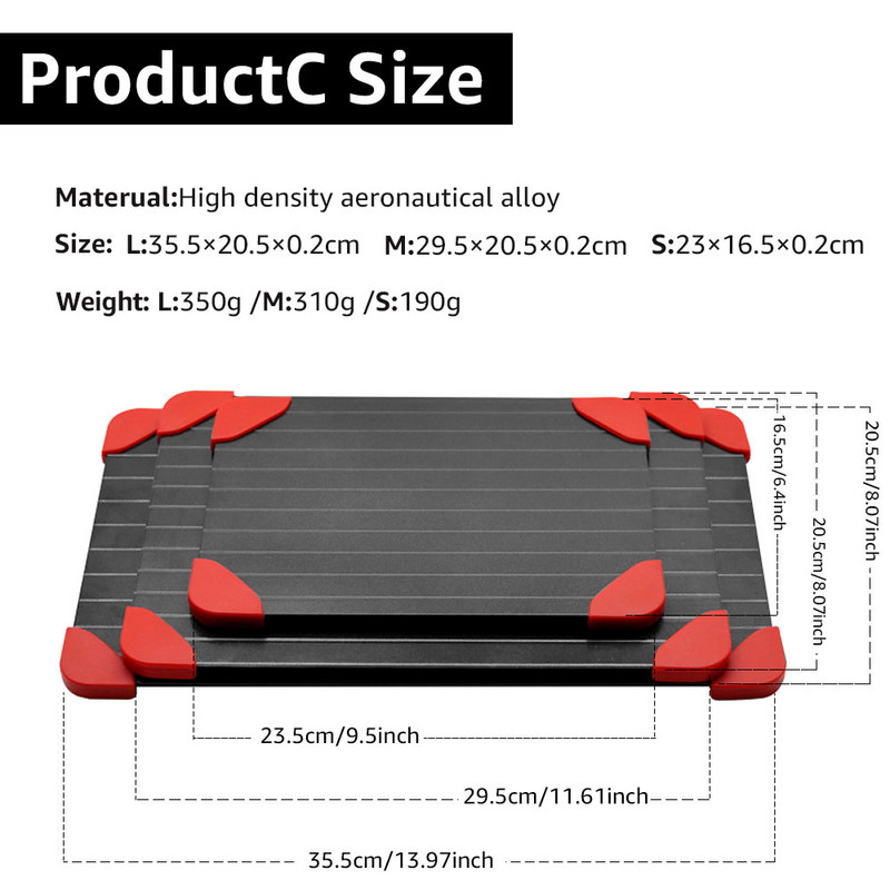 Greito atitirpinimo padėklas Atšildymas Šaldytas maistas Mėsa Vaisiai Greito atšildymo lėkštės lenta Atitirpinimo lėkštė Virtuvės įtaiso įrankis