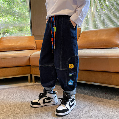 Blugi pentru copii cu sireturi si imprimeu