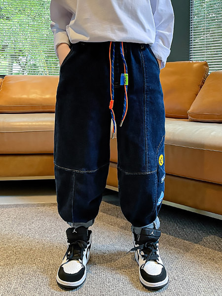 Blugi pentru copii cu sireturi si imprimeu