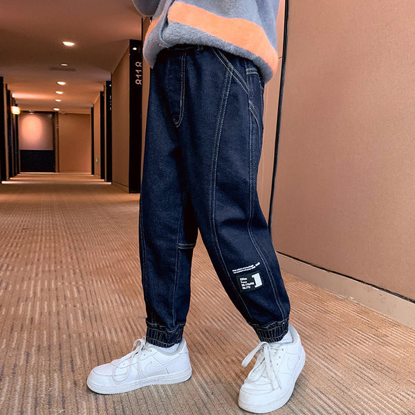 Vaikiški džinsai su pamušalu ir raštu