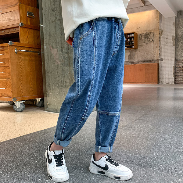 Blugi elastici pentru copii cu nasture si buzunar