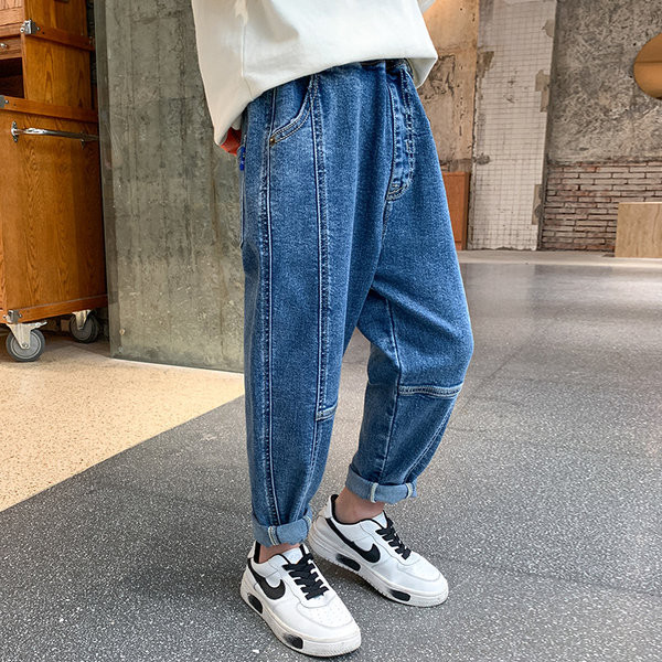 Blugi elastici pentru copii cu nasture si buzunar