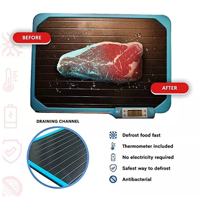 1db Gyors kiolvasztó tálca Gyors kiolvadás Fagyasztott élelmiszer Hús Gyümölcs Gyors Kiolvasztó tányér Deszka kiolvasztó tálca Kiolvasztás Mester konyhai eszközök