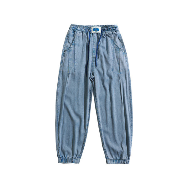 Divatos fiú farmernadrág elasztikus lábkötővel és zsebbel