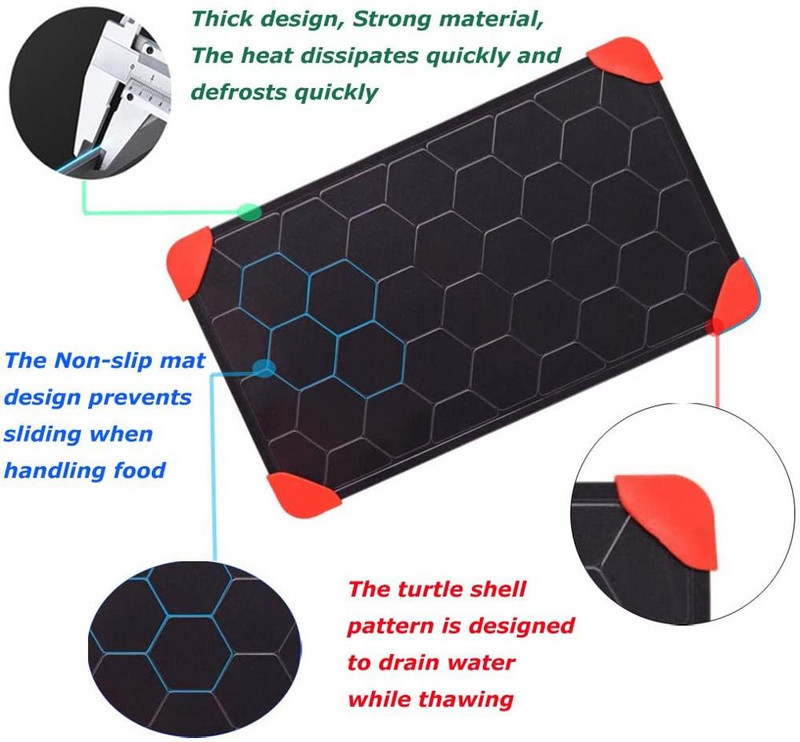 „ZhangJi“ atnaujinimas nepridegantis greito atitirpinimo padėklas Greito atšildymo plokštės lenta saugus atšildymas šaldytas maistas mėsa žuvis vaisiai virtuvės įrankis