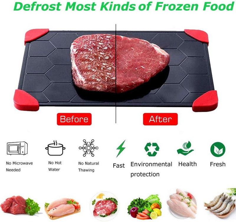 „ZhangJi“ atnaujinimas nepridegantis greito atitirpinimo padėklas Greito atšildymo plokštės lenta saugus atšildymas šaldytas maistas mėsa žuvis vaisiai virtuvės įrankis
