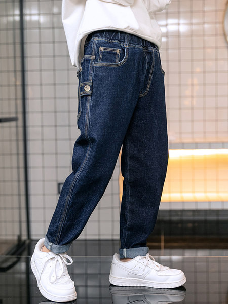 Blugi elastici pentru copii cu buzunar