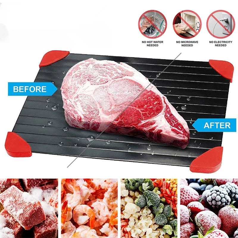 Tavă de dezghețare rapidă cu tavă de silicon anti-alunecare Tavă Dezghețați alimente congelate Carne Fructe Gadget rapid de bucătărie Instrument Placă de dezghețare