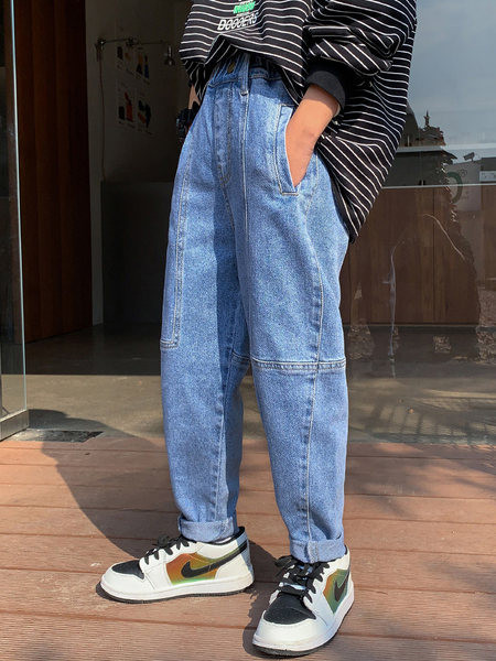 Vaikiški pavasario-rudens džinsai su kišene