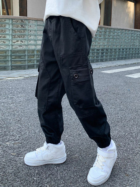 Pantaloni elastici pentru baieti cu buzunar si captuseala