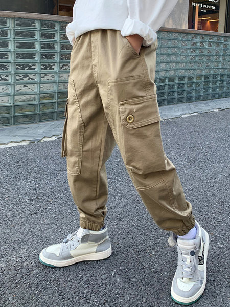 Pantaloni elastici pentru baieti cu buzunar si captuseala