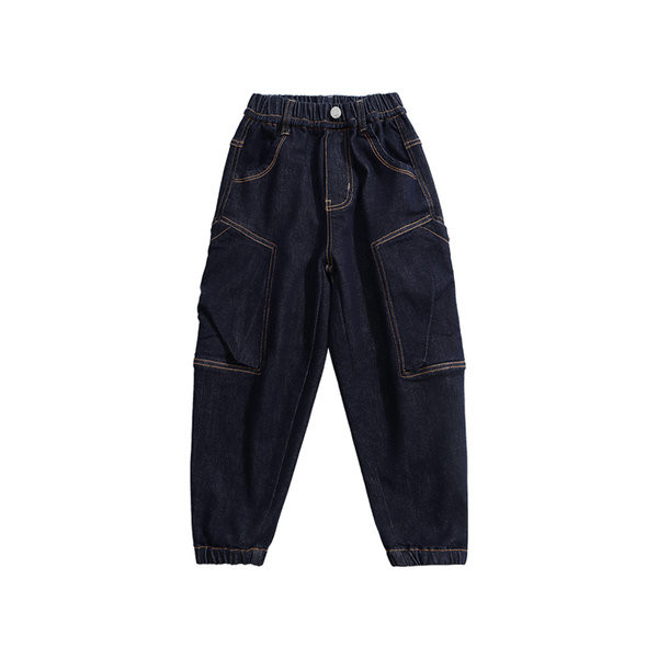 Vaikiški ilgi džinsai su tamprėmis ir kišenėmis