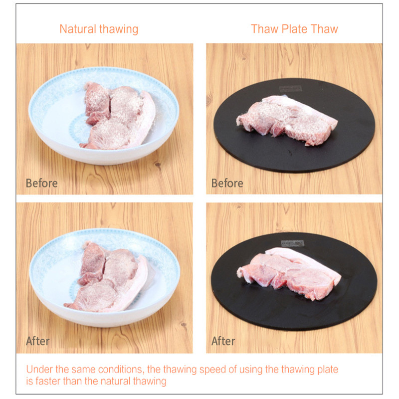 Apvali greito atšildymo lėkštė Greito atitirpinimo padėklas Atšildykite šaldytą maistą Mėsa Vaisiai Greito atšildymo lėkštė Plokštės atitirpinimo virtuvės prietaisas