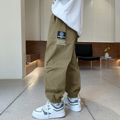 Fiúk széles szárú nadrág gumírozott szárral és logóval