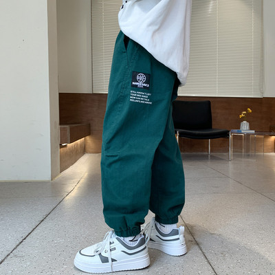 Fiúk széles szárú nadrág gumírozott szárral és logóval