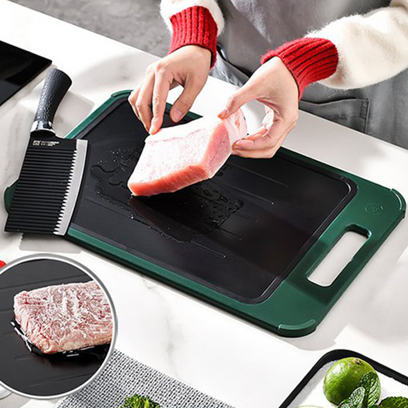 Kétoldalas, többfunkciós leolvasztó vágódeszka Leolvasztó tálca Mosogatógépben mosható, nagyméretű kiolvasztó tányér csepptálca készlettel, nem