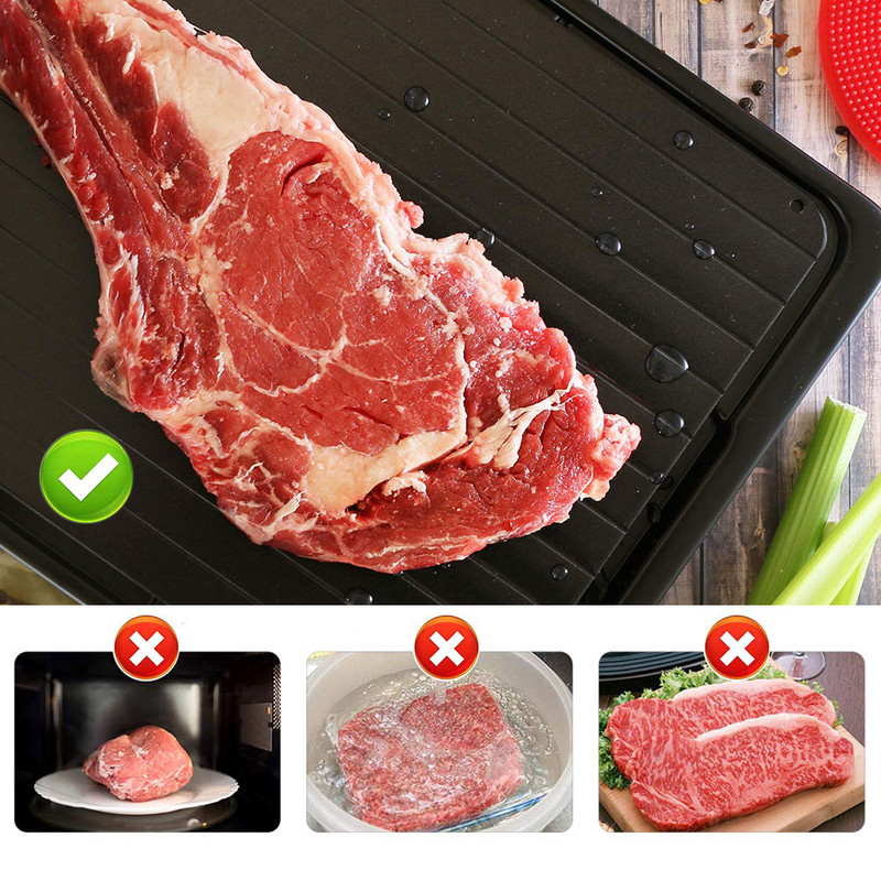 Gyors kiolvasztó tálca Kiolvasztás Fagyasztott élelmiszer Hús Gyümölcs Gyors Kiolvasztó Tányér Deszka Kiolvasztó tálca Kiolvasztó Konyhai Szerszám